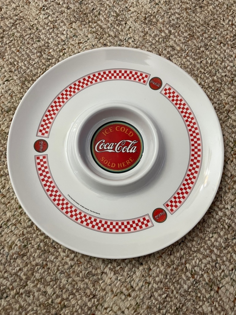 Coca Cola Dip Platter with Red Checkerboard Accents